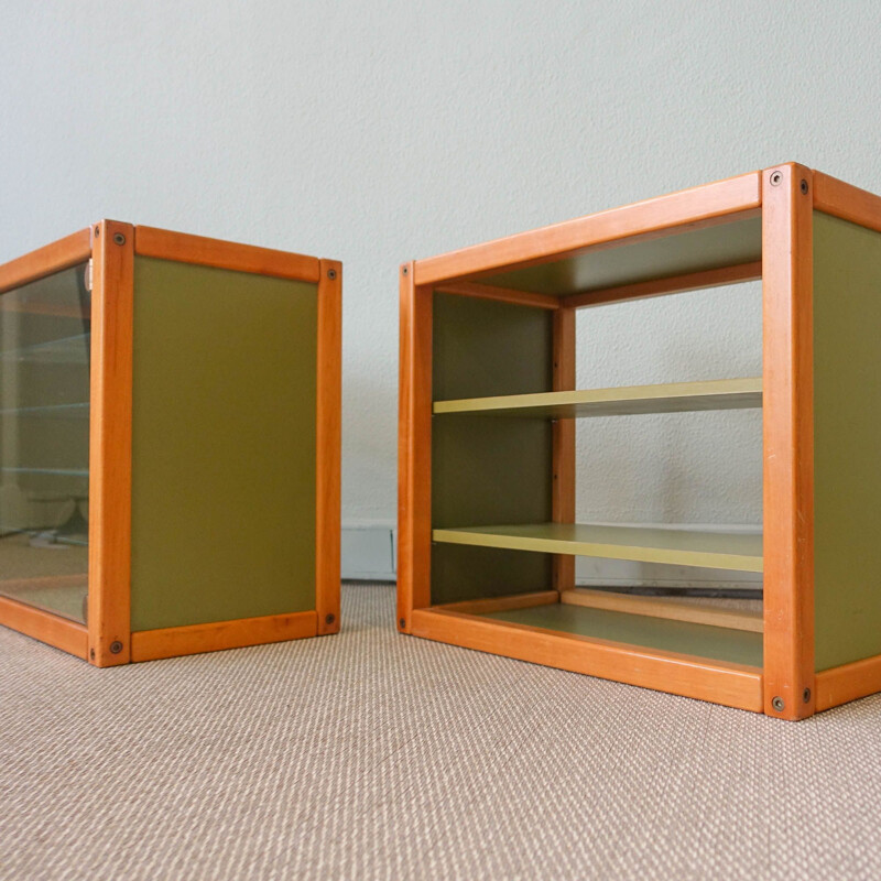 Pair of vintage glass storage units from the "Profilsystem" collection by Elmar Flötotto for Flötotto, Germany 1980
