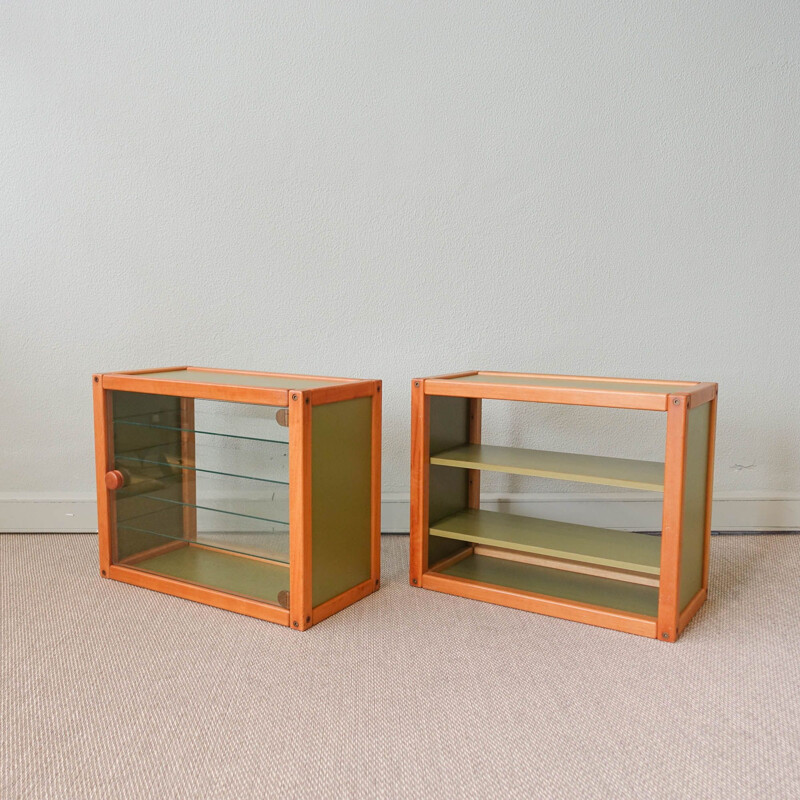 Pair of vintage glass storage units from the "Profilsystem" collection by Elmar Flötotto for Flötotto, Germany 1980