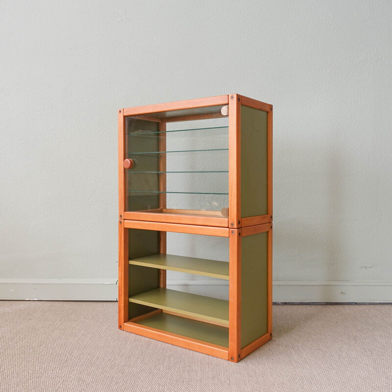 Pair of vintage glass storage units from the "Profilsystem" collection by Elmar Flötotto for Flötotto, Germany 1980