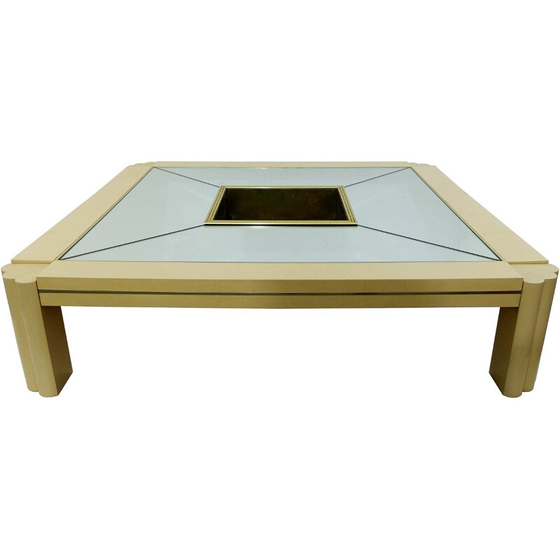 Maison Jansen coffee table in wood and brass, Alain DELON - 1970s