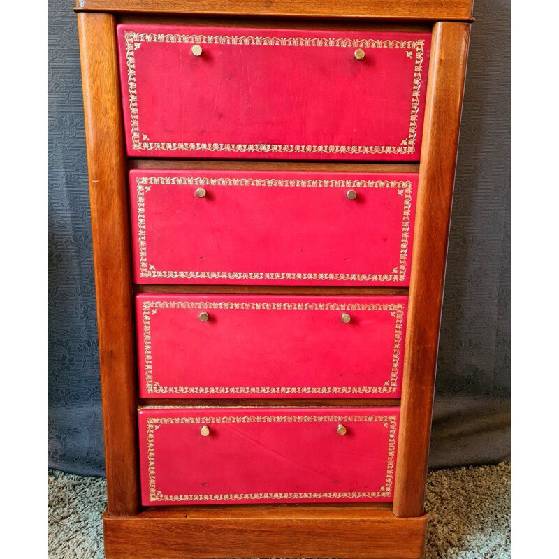 Vintage mahogany box maker with leather front