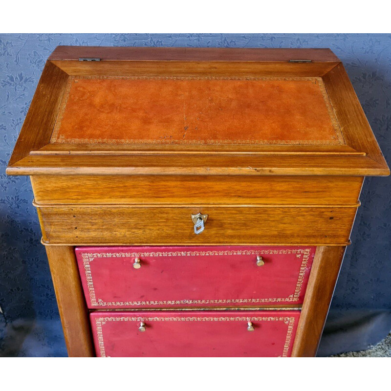 Vintage mahogany box maker with leather front