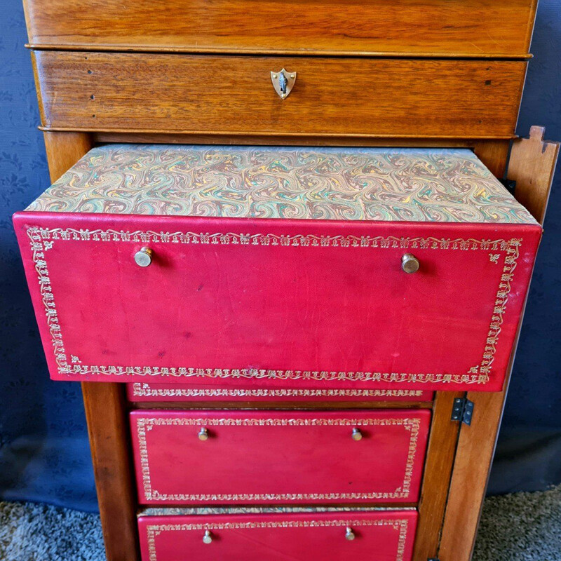 Vintage mahogany box maker with leather front