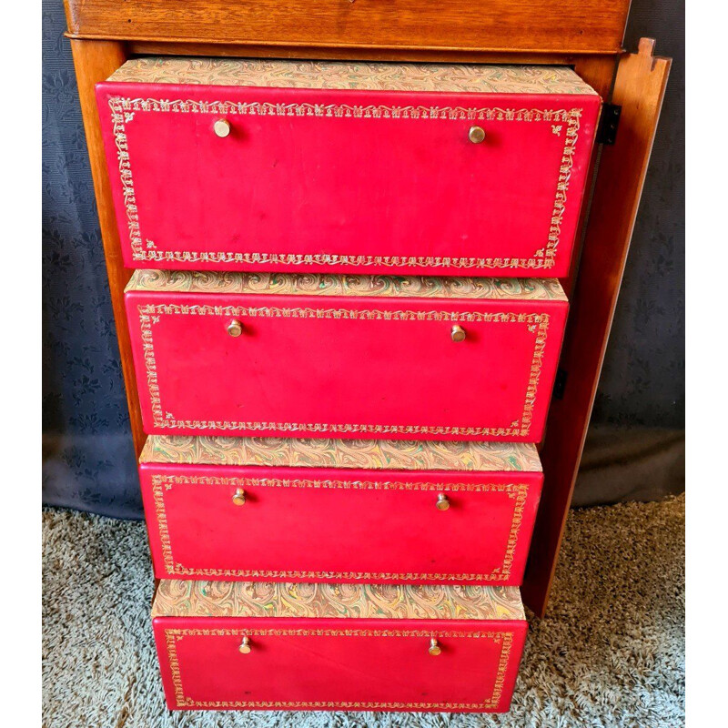 Vintage mahogany box maker with leather front