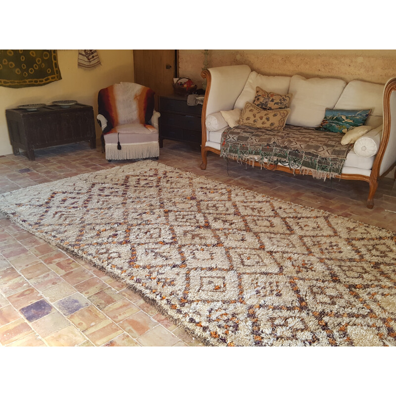 Huge vintage Beni Ouarain rug in wool - 1950s