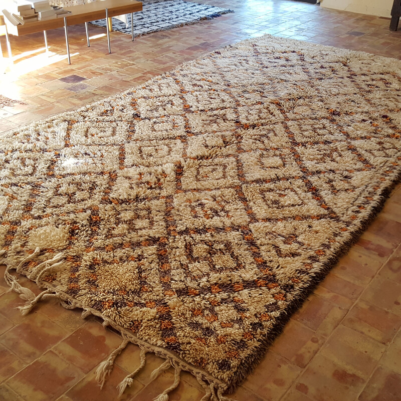 Huge vintage Beni Ouarain rug in wool - 1950s