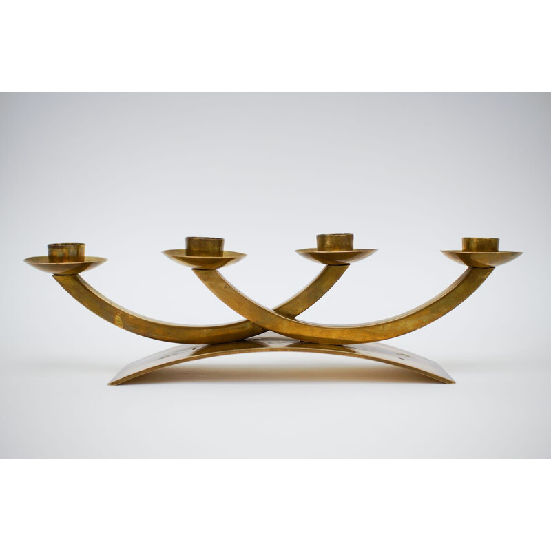 Vintage handmade solid brass candle holders, Austria 1950