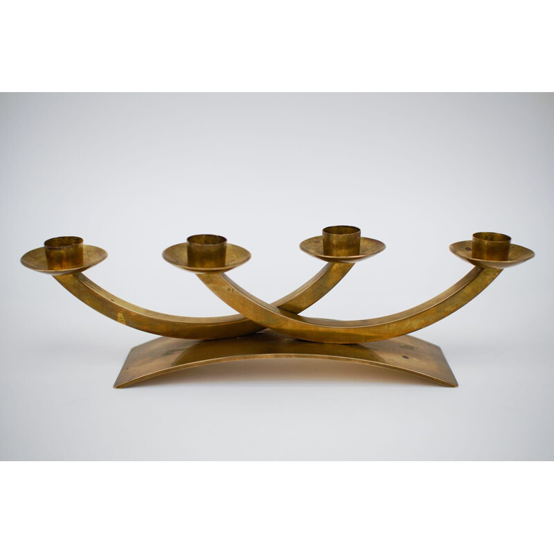 Vintage handmade solid brass candle holders, Austria 1950