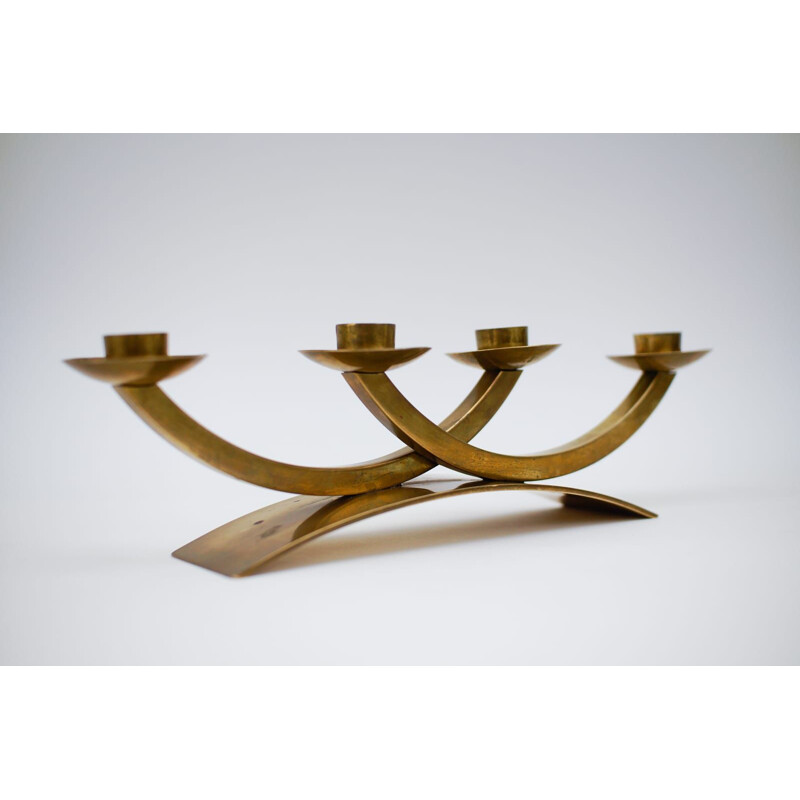 Vintage handmade solid brass candle holders, Austria 1950