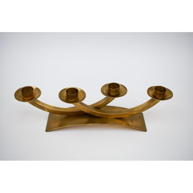 Vintage handmade solid brass candle holders, Austria 1950