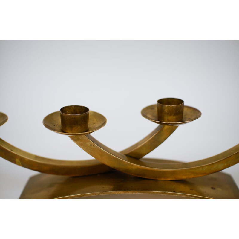 Vintage handmade solid brass candle holders, Austria 1950