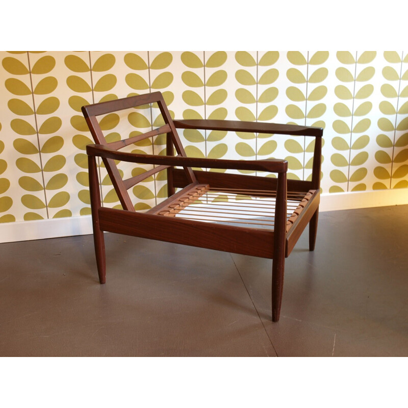 Danish pair of armchairs in teak and leatherette - 1960s