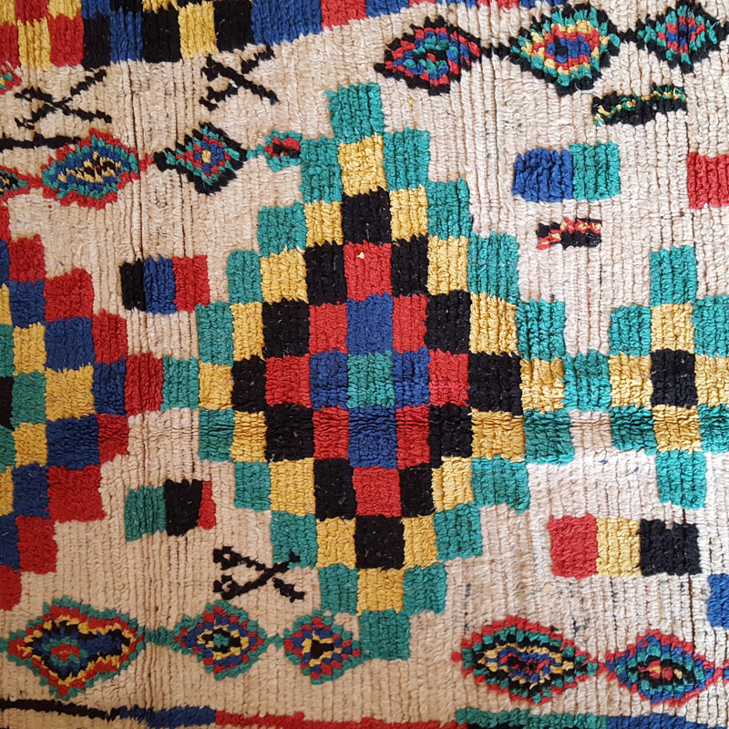Grand tapis Azilal vintage en laine - 1950