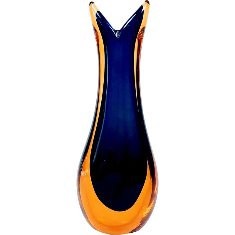 Vase vintage Sommerso en verre par Flavio Poli pour Seguso, Italie 1960