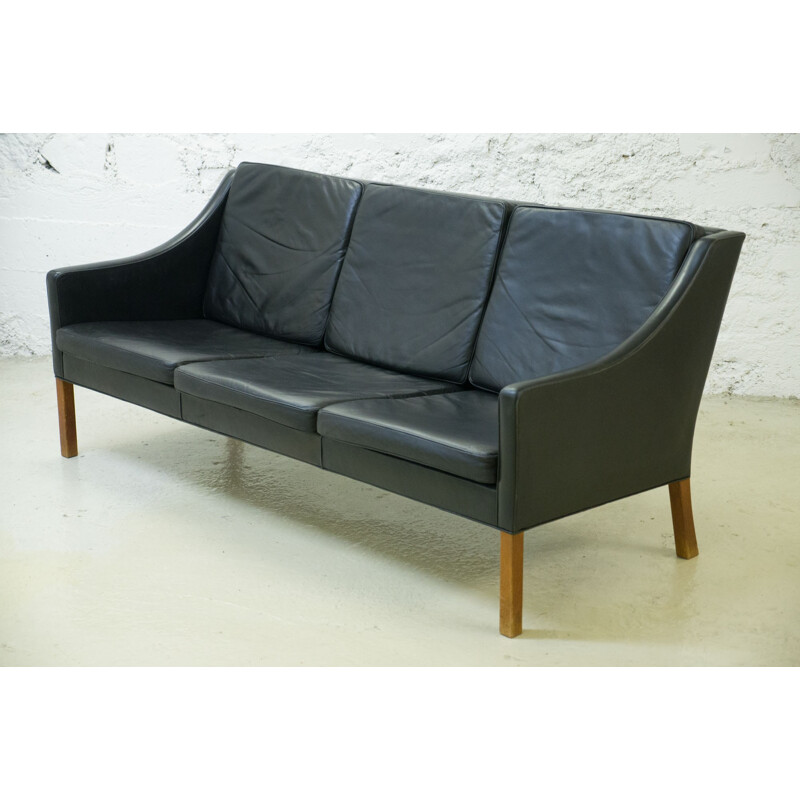 Vintage Fredericia 3-seater sofa in leather, Børge MOGENSEN - 1960s