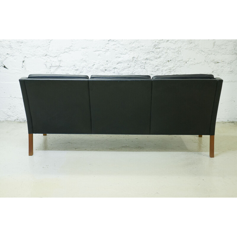 Vintage Fredericia 3-seater sofa in leather, Børge MOGENSEN - 1960s