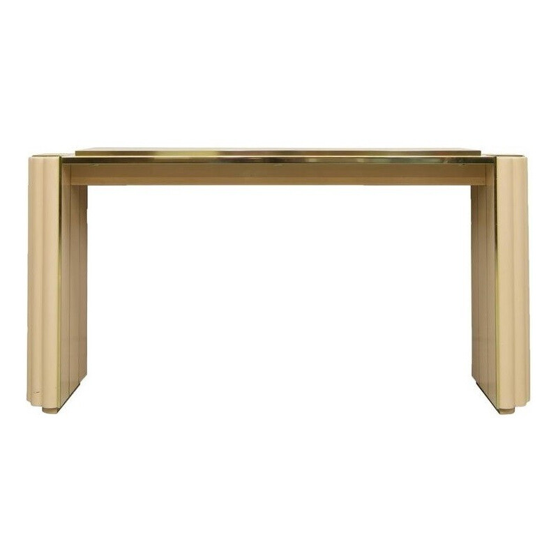 French Maison Jansen console table in beige lacquered wood, Alain DELON - 1970s