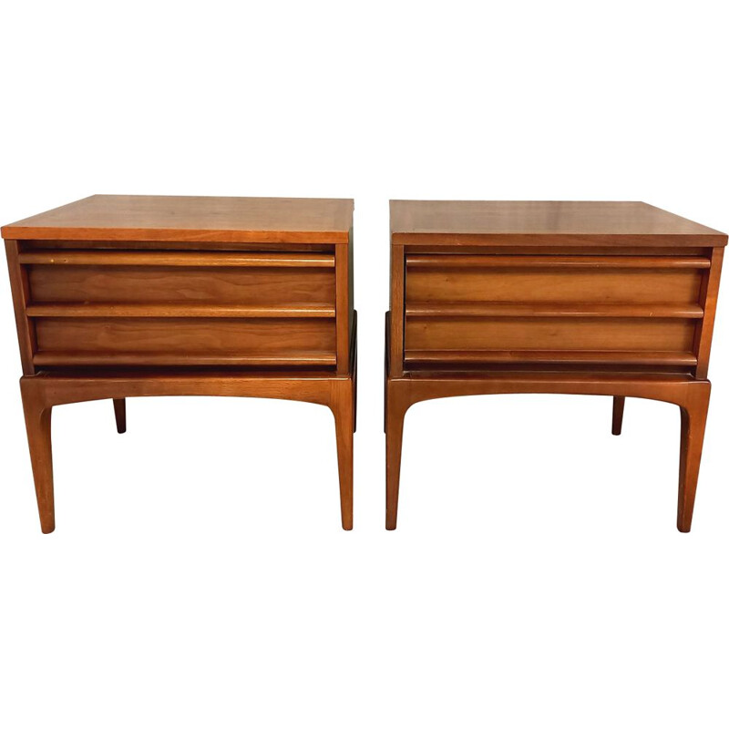 Pair of vintage Lane Furniture night stands in walnut by Paul McCobb, 1960