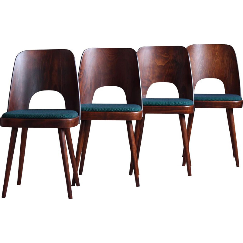 Set van 4 vintage stoelen in Kvadrat stof van Oswald Haerdtl, 1950