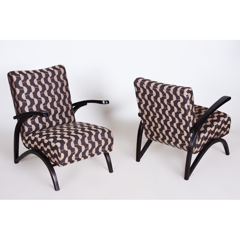 Paire de fauteuils vintage en tissu backhausen par Jindrich Halabala pour Up Zavody, Tchécoslovaquie 1930