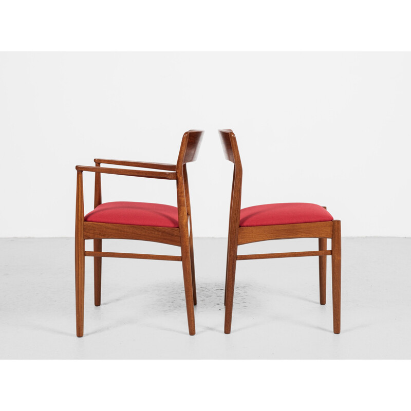 Set of 6 mid century Danish chairs in teak by Henning Kjaernulf for Korup Stolefabrik, 1960s