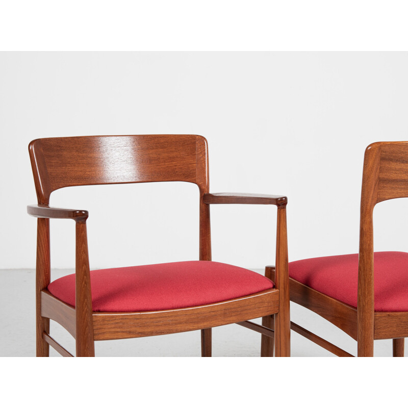 Ensemble de 6 chaises danoises vintage en teck par Henning Kjaernulf pour Korup Stolefabrik, 1960