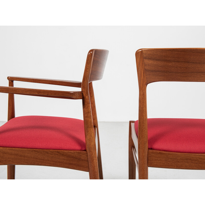 Set of 6 mid century Danish chairs in teak by Henning Kjaernulf for Korup Stolefabrik, 1960s