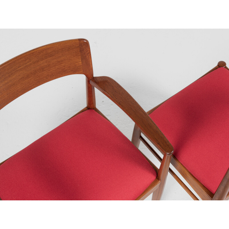 Set of 6 mid century Danish chairs in teak by Henning Kjaernulf for Korup Stolefabrik, 1960s