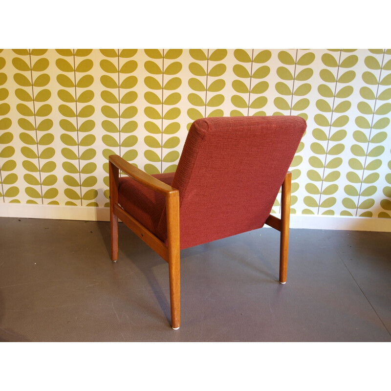 Red fabric armchair - 1960s