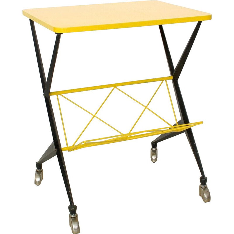 Vintage Yellow Serving Trolley - 1950s