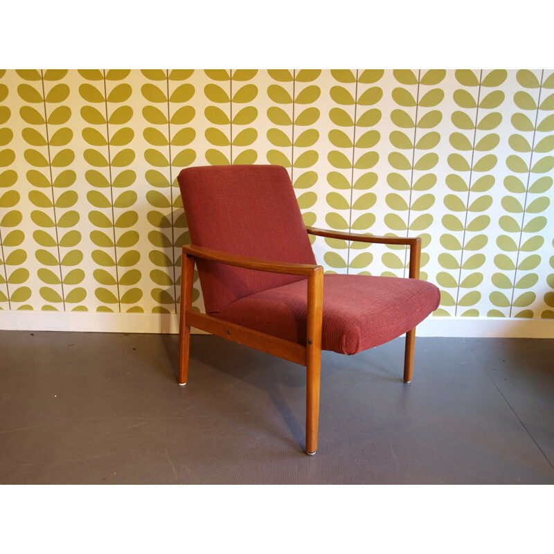Red fabric armchair - 1960s