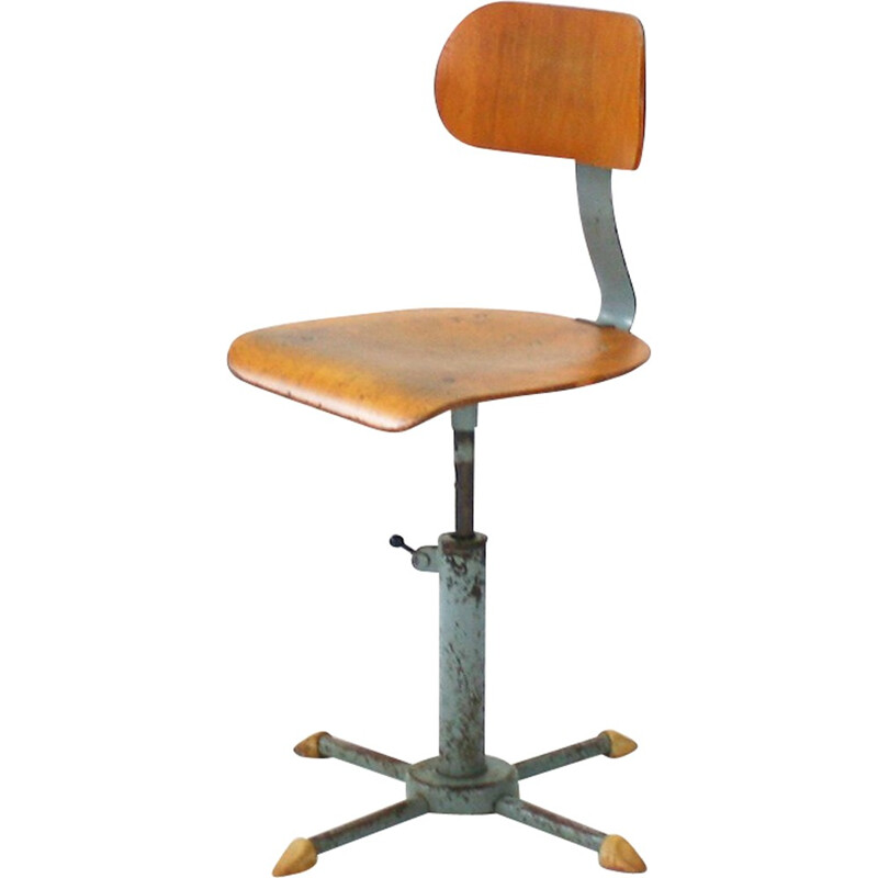 Vintage industrial height-adjustable chair - 1950s