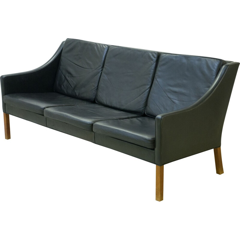 Vintage Fredericia 3-seater sofa in leather, Børge MOGENSEN - 1960s