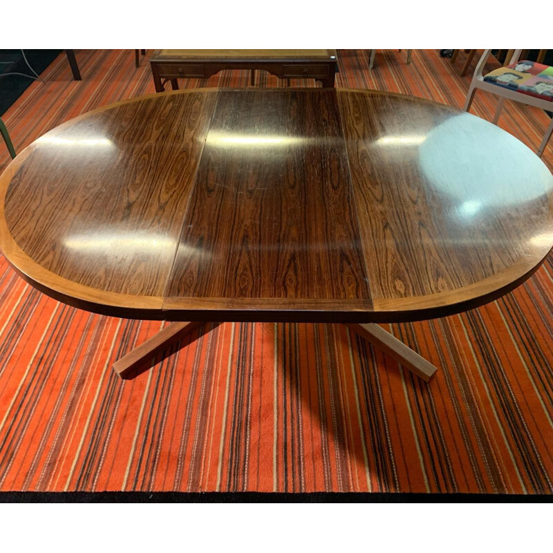Vintage oval rosewood table by John Mortensen for Heltborg Fredericia, Denmark 1960