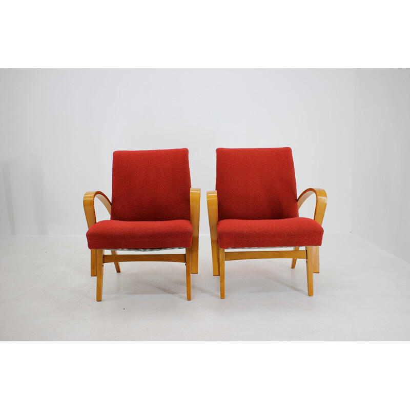 Pareja de sillones vintage de madera curvada de Frantisek Jirak, Checoslovaquia 1960