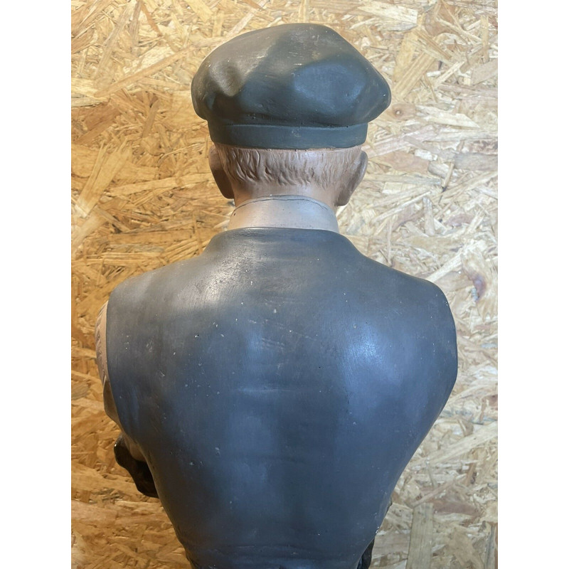 Vintage male bust in polychrome winegrower