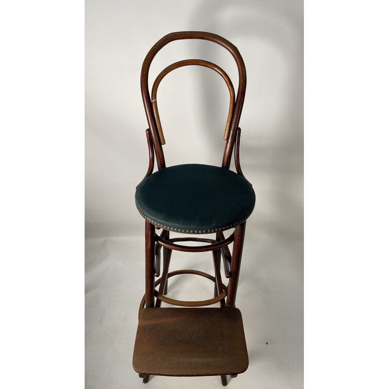 Chaise de surveillant vintage en bois et en tissu