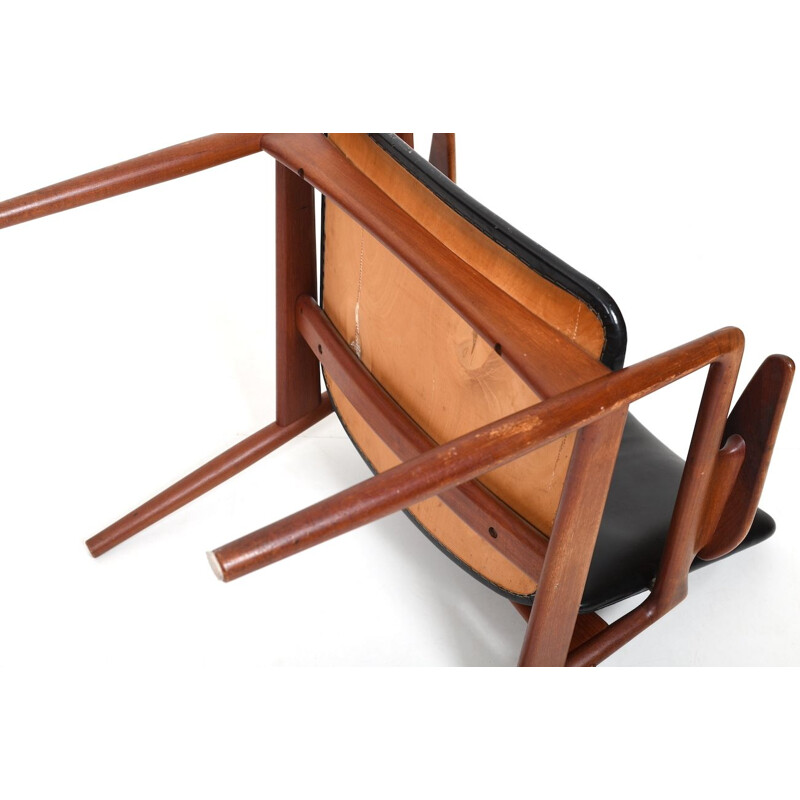 Vintage teak and leather armchair by John Bone for Mikael Laursen, Denmark 1960s