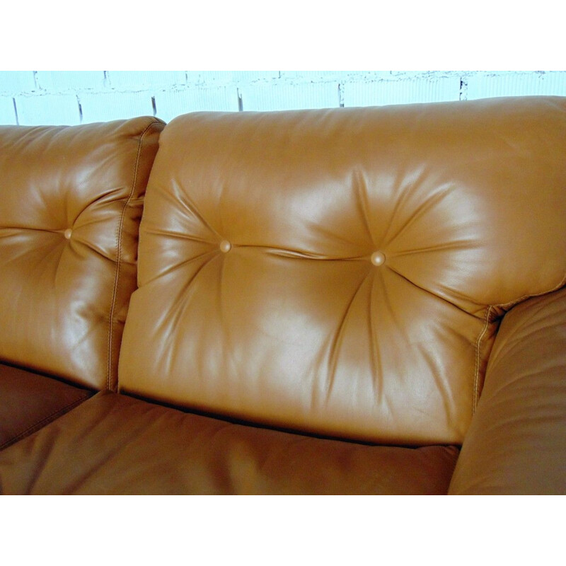 Vintage 2-seater leather Coronado sofa by Tobia Scarpa for B&B