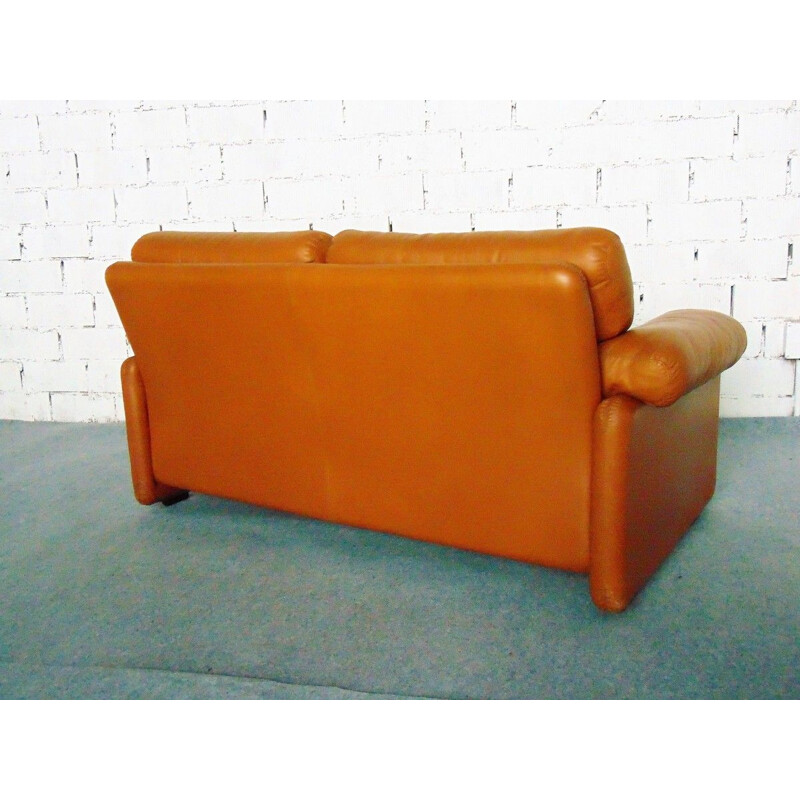 Vintage Coronado 2-Sitzer-Sofa aus Leder von Tobia Scarpa für B