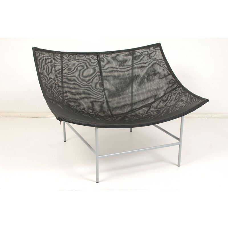 Butterfly lounge chair in grey leather, Gerard VAN DEN BERG - 1980s