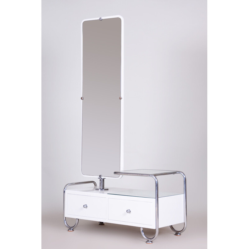 Vintage white bauhaus dressing table mirror by Petr Vichr, 1930