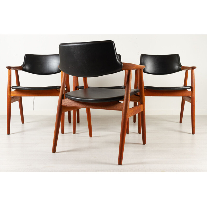 Set van 4 vintage Gm11 teakhouten fauteuils van Svend Aage Eriksen voor Glostrup Møbelfabrik, Denemarken 1960