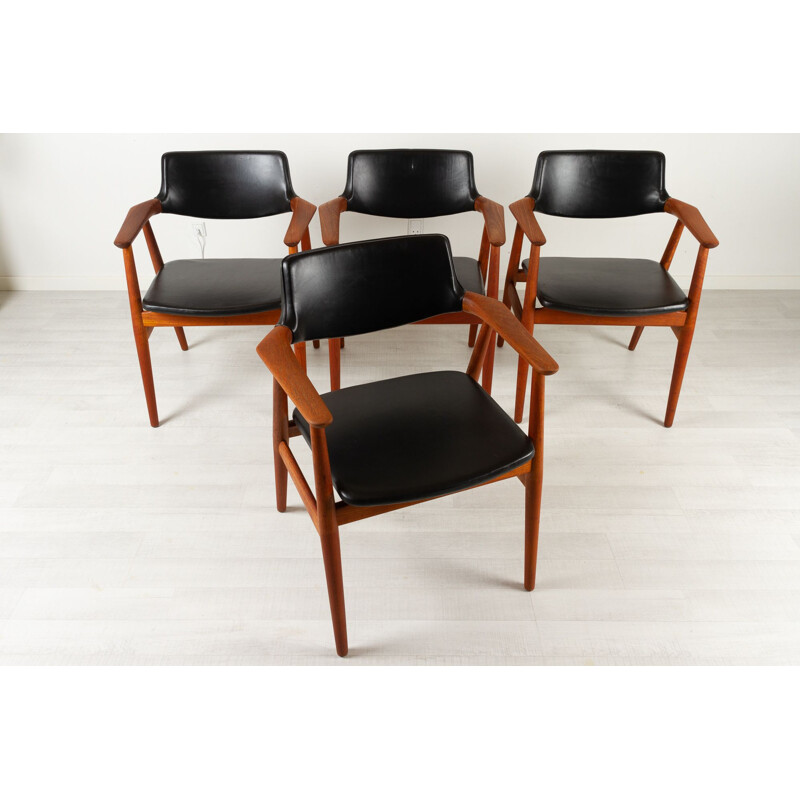 Set of 4 vintage Gm11 teak armchairs by Svend Aage Eriksen for Glostrup Møbelfabrik, Denmark 1960