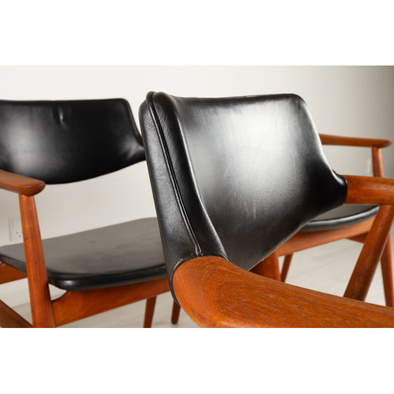 Set van 4 vintage Gm11 teakhouten fauteuils van Svend Aage Eriksen voor Glostrup Møbelfabrik, Denemarken 1960