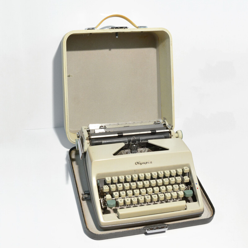Maleta vintage para máquina de escribir de Olympia Wilhelmshaven, Alemania 1960