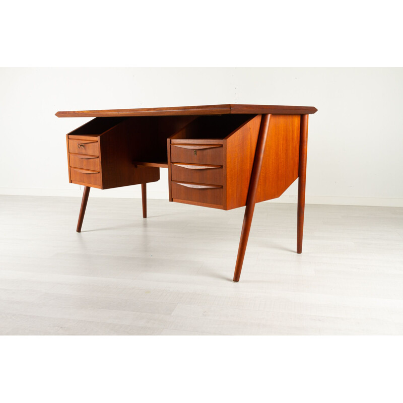 Scrivania danese vintage in teak di Gunnar Nielsen per Tibergaard, 1960