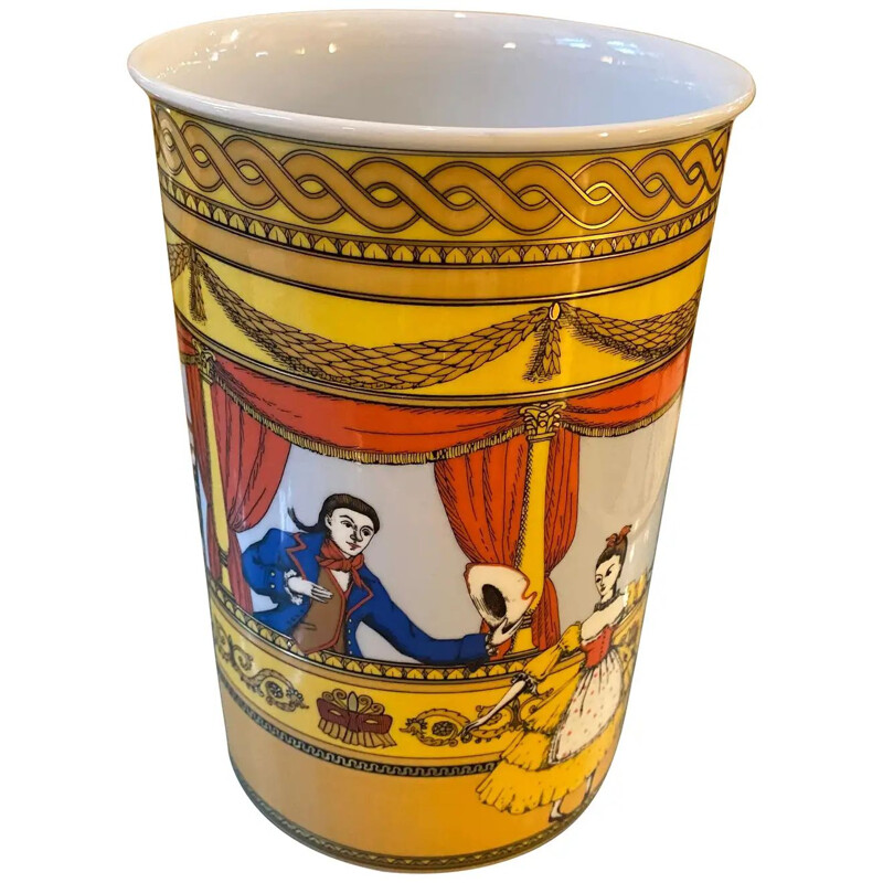 Vaso de porcelana Vintage de Piero Fornasetti para Rosenthal, 1980