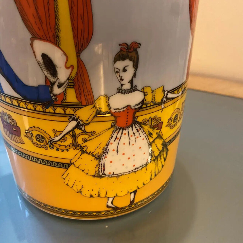 Vintage porseleinen vaas van Piero Fornasetti voor Rosenthal, 1980