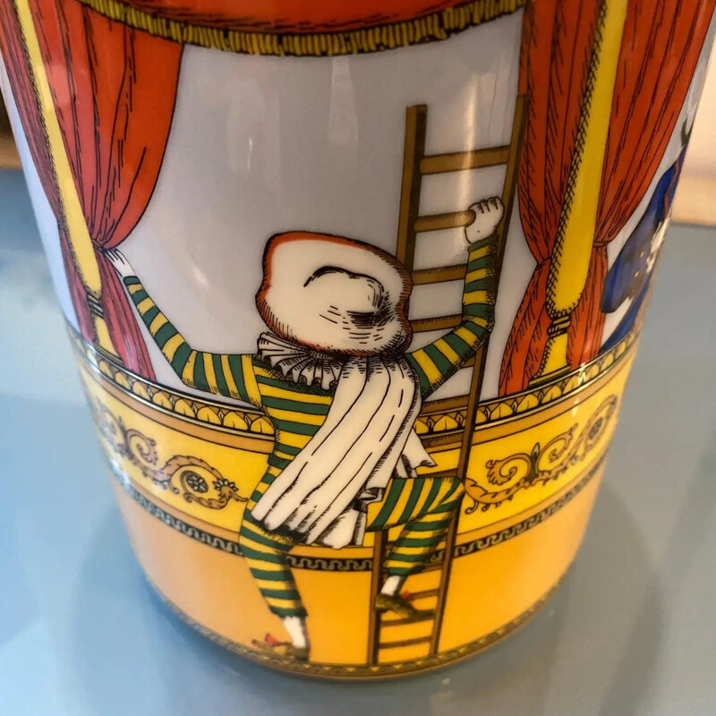 Vintage porseleinen vaas van Piero Fornasetti voor Rosenthal, 1980